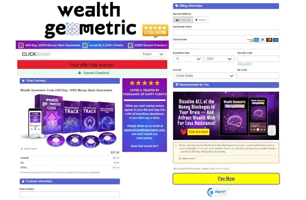 Wealth Geometric Checkout Page